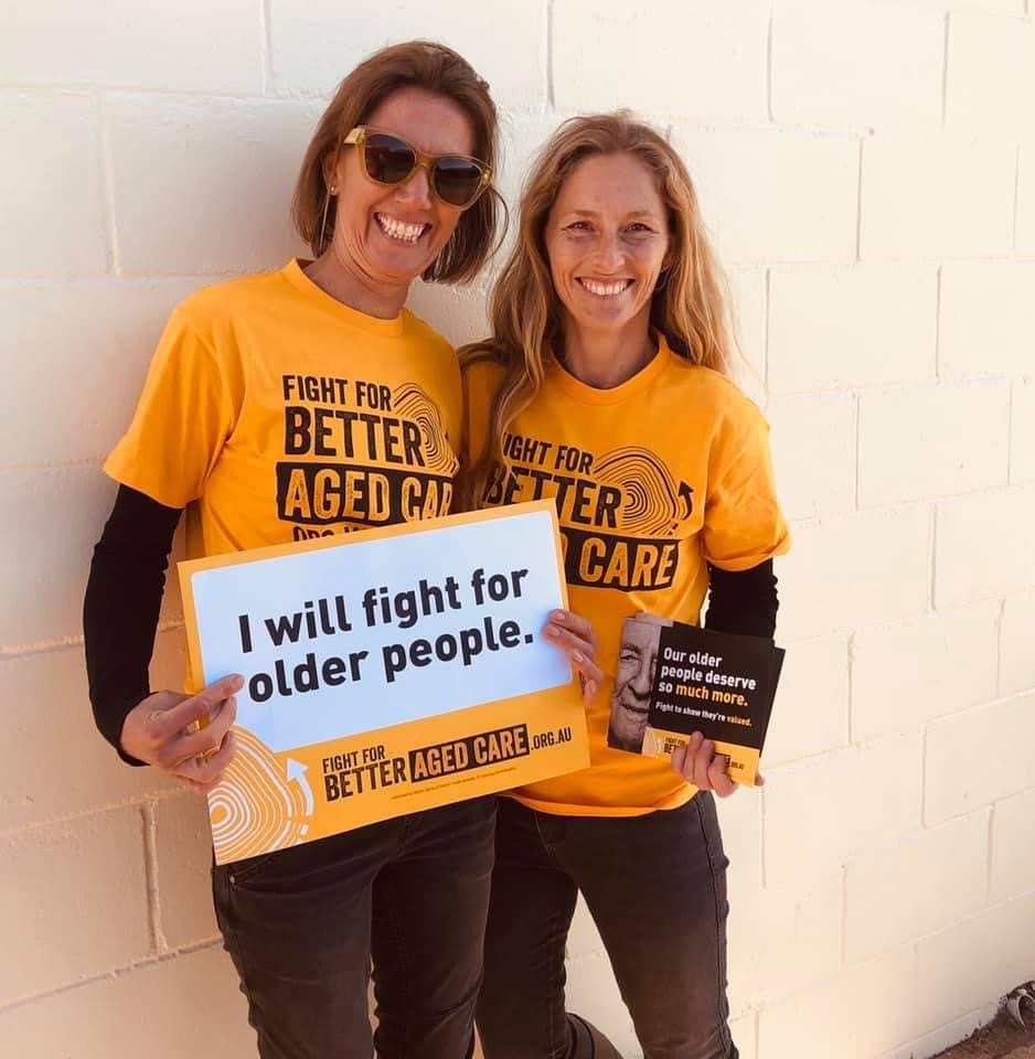Natasha Cromer and a consulting colleague together at the Fight for Better Aged Care campaign